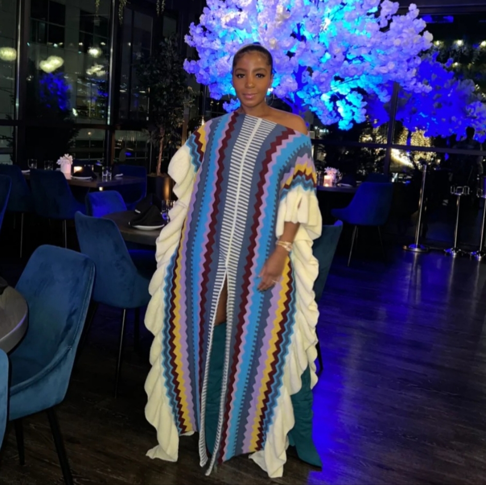 Colorful sweater poncho